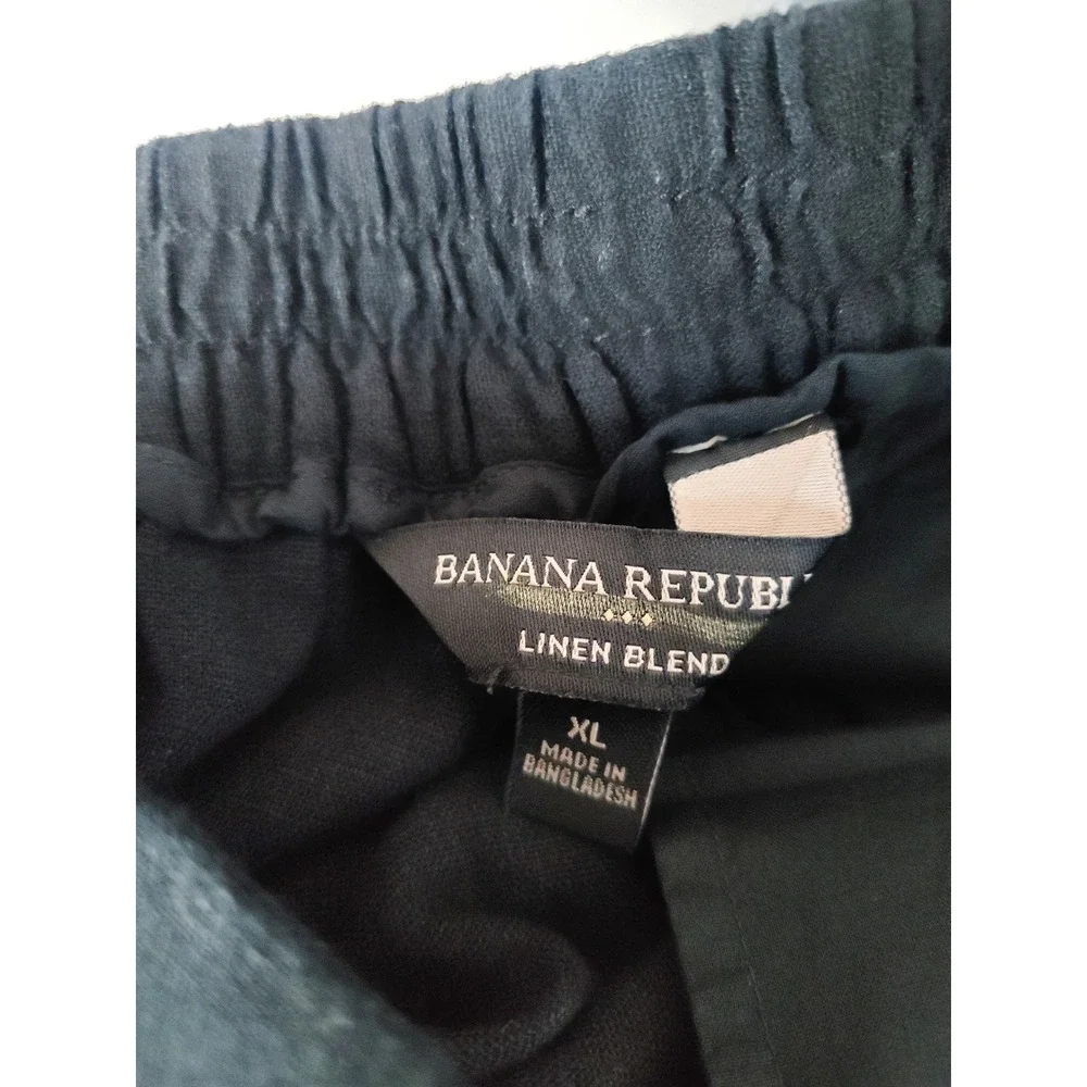 New‎ Banana Republic Pants XL Linen Blend Wide Leg Cropped Flowy Black Cruise